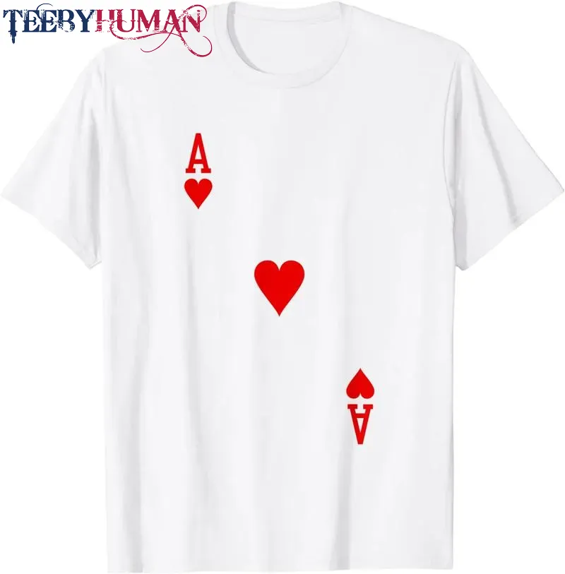 Ace Of Hearts Playing Card Halloween Costume Unisex Tee Hoodie Classic T Shirt 1662619876905