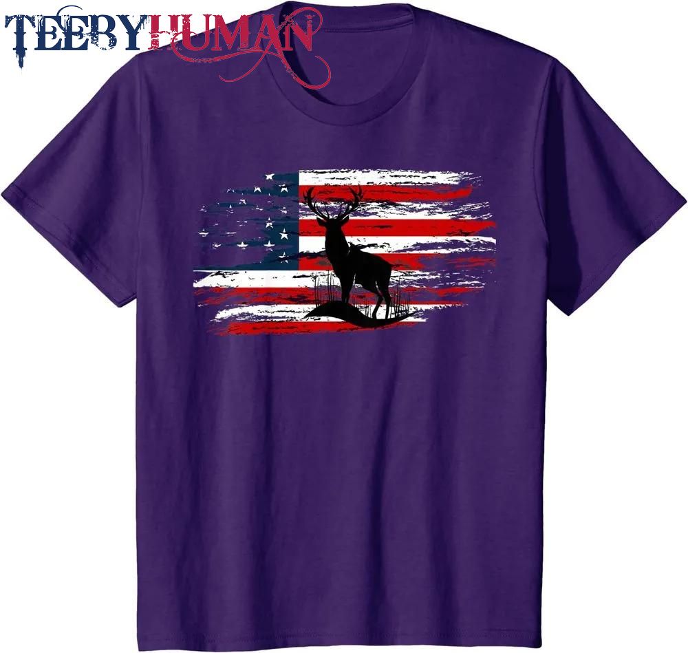 American Deer Hunter Patriotic Vintage Us Flag Hunting Classic T Shirt Unisex Hoodie Sweatshirt 1661508405434