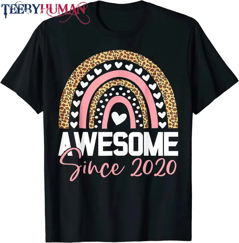 Awesome Since 2020 2Nd Birthday Rainbow Leopard Unisex Tee Hoodie Classic T Shirt 1662619389652