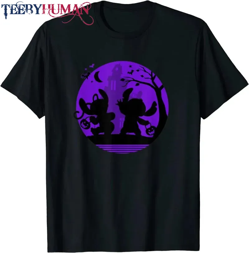 Disney Stitch And Angel Trick Or Treat Halloween Unisex Tee Hoodie Classic T Shirt 1662619785316