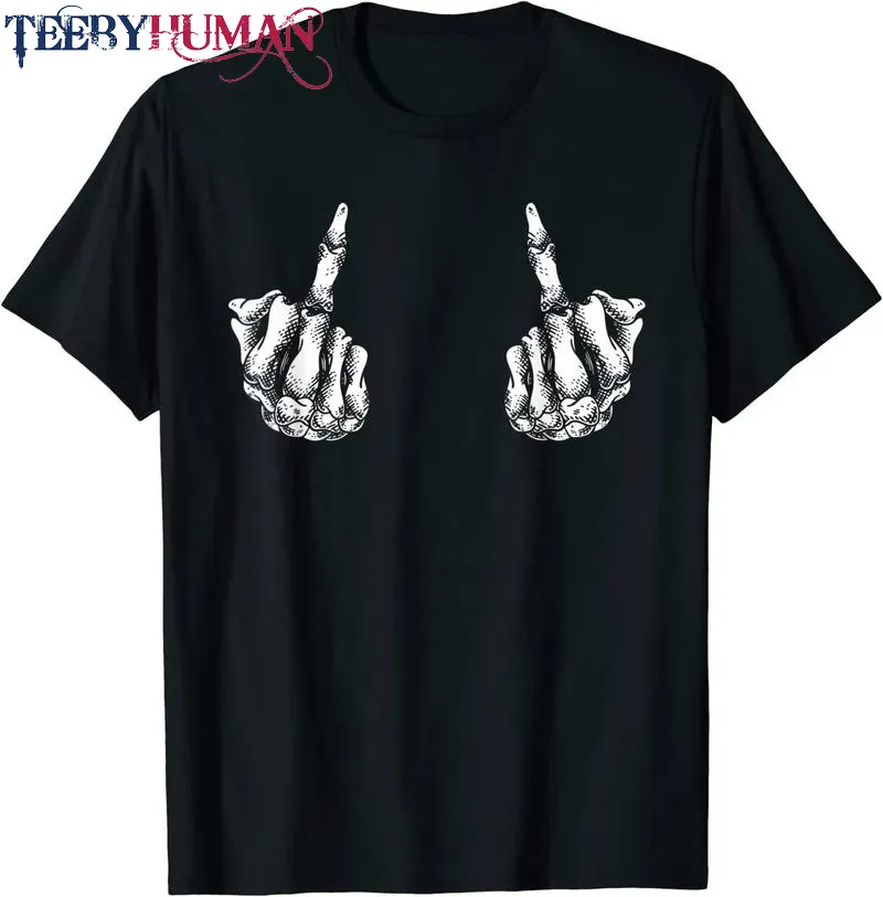 Halloween Middle Finger Skeleton Hand Skull Men Women Gifts Unisex Tee Hoodie Classic T Shirt 1662664698386