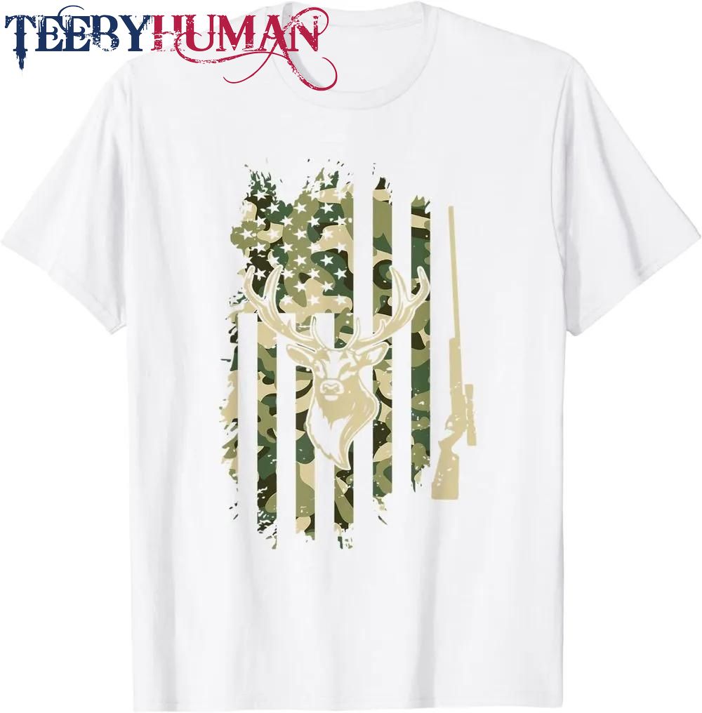 Mens Deer Hunter Deer Head Camouflage America Flag Deer Hunting Classic T Shirt Unisex Hoodie Sweatshirt 1661511198848
