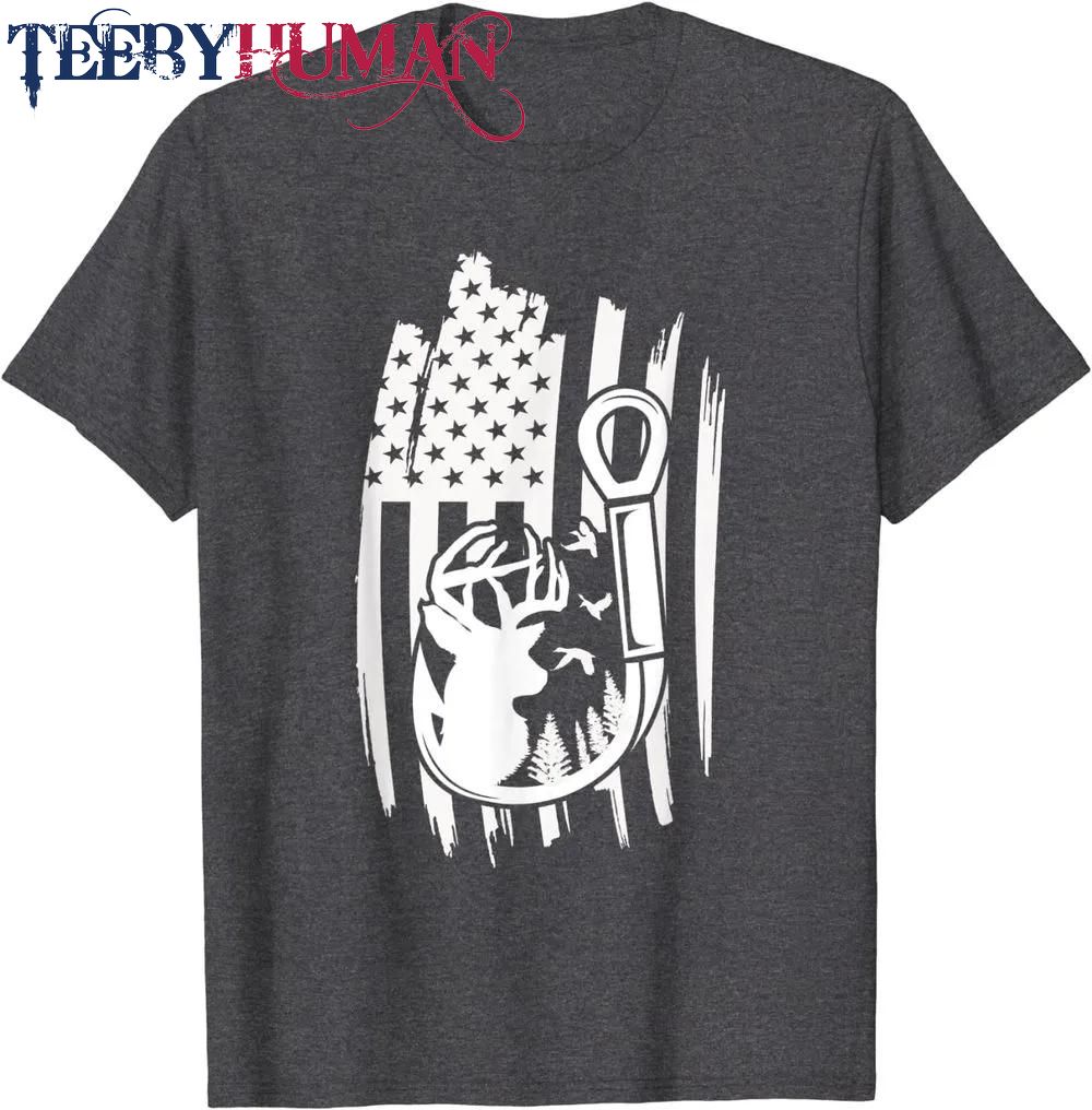 Mens Hunting Deer Fishing Gifts Usa Flag American Themed Decor Classic T Shirt Unisex Hoodie Sweatshirt 1661510779246
