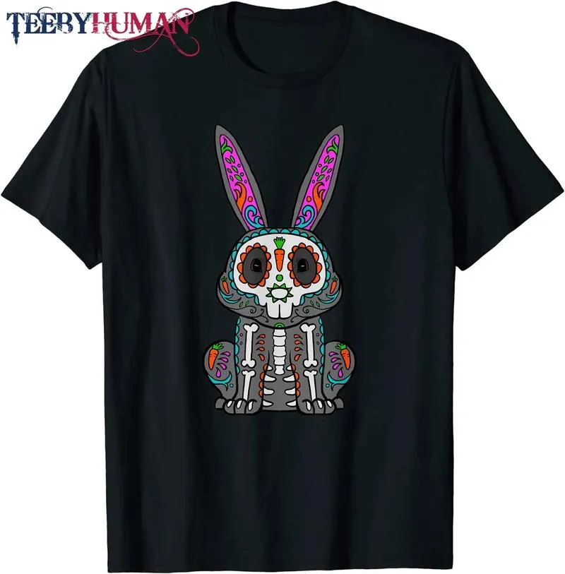 Rabbit Day Of Dead Mexican Bunny Lover Rabbit Sugar Skull T Shirt 1664511339791