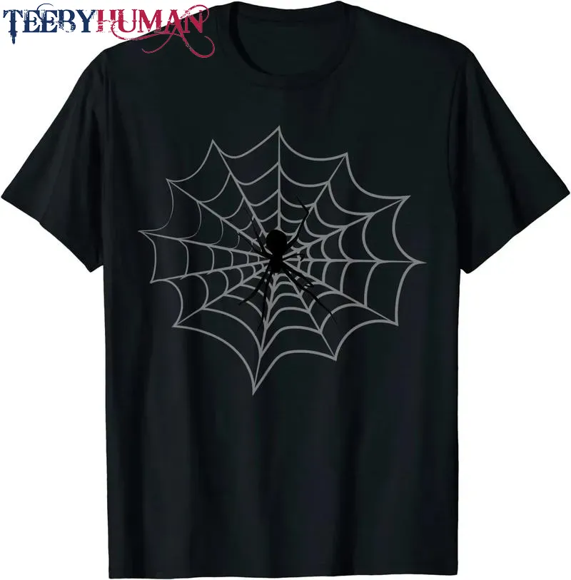 Spider Web With Black Spider Unisex Tee Hoodie Classic T Shirt 1662584822650