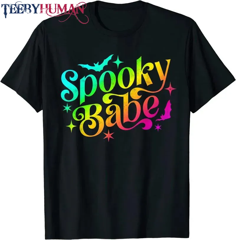 Spooky Babe Rainbow Halloween Trick Or Treat Couple Boy Girl Unisex Tee Hoodie Classic T Shirt 1662584811060