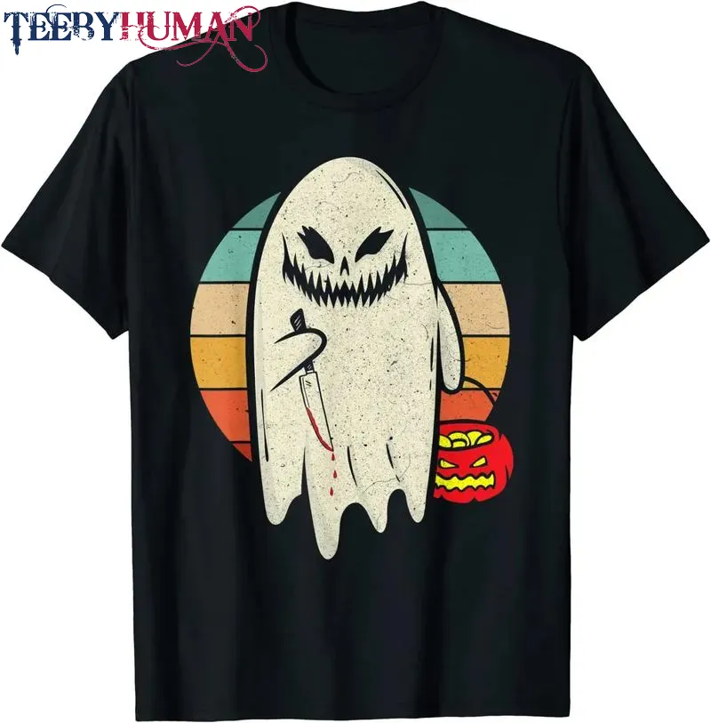 Spooky Ghost Retro Halloween Costume Men Women Unisex Tee Hoodie Classic T Shirt 1662584772283