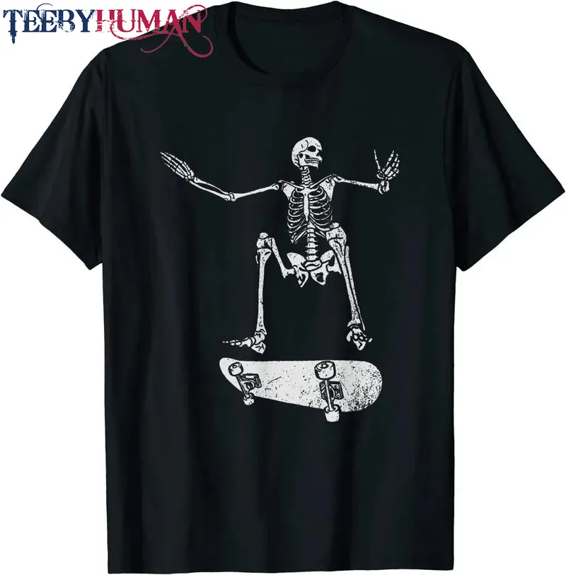 Spooky Halloween Party Skateboarding Skeleton Costume Unisex Tee Hoodie Classic T Shirt 1662584766117
