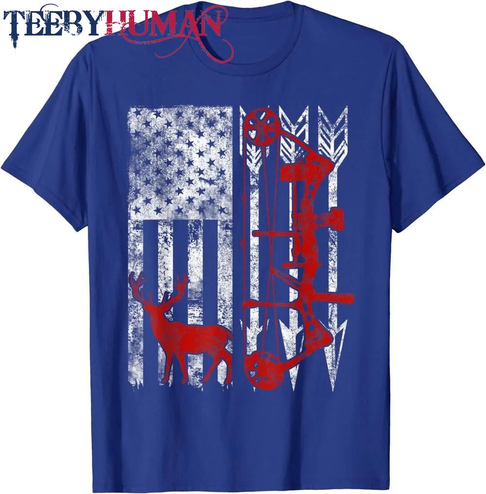 Vintage Style Bow And Arrow Hunting Deer American Flag Classic T Shirt Unisex Hoodie Sweatshirt 1661511349905