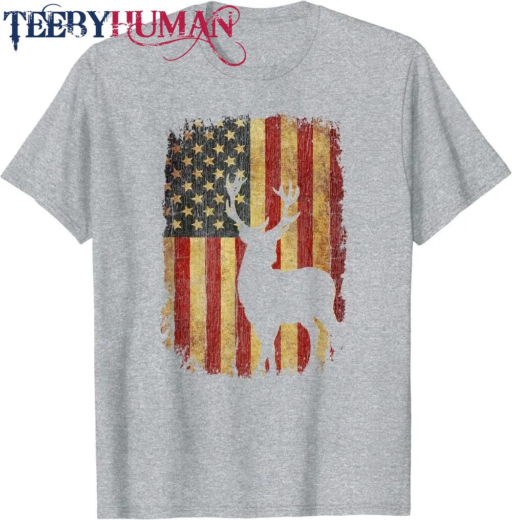 Vintage Us Flag Buck Deer Hunting Classic T Shirt Unisex Hoodie Sweatshirt 1661511325981