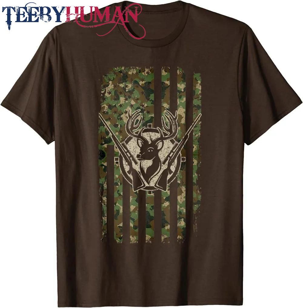 Whitetail Buck Deer Hunting American Camouflage Usa Flag Classic T Shirt Unisex Hoodie Sweatshirt 1661511137720