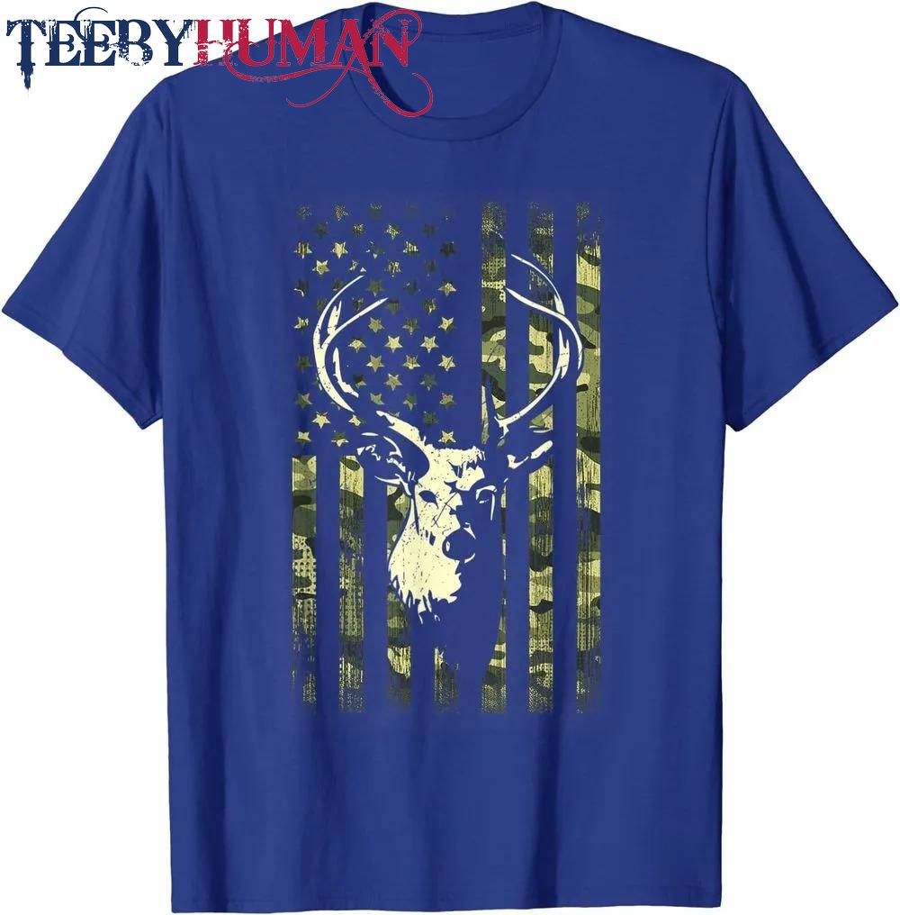Whitetail Buck Deer Hunting American Flag Camouflage Hunter Classic T Shirt Unisex Hoodie Sweatshirt 1661511124165