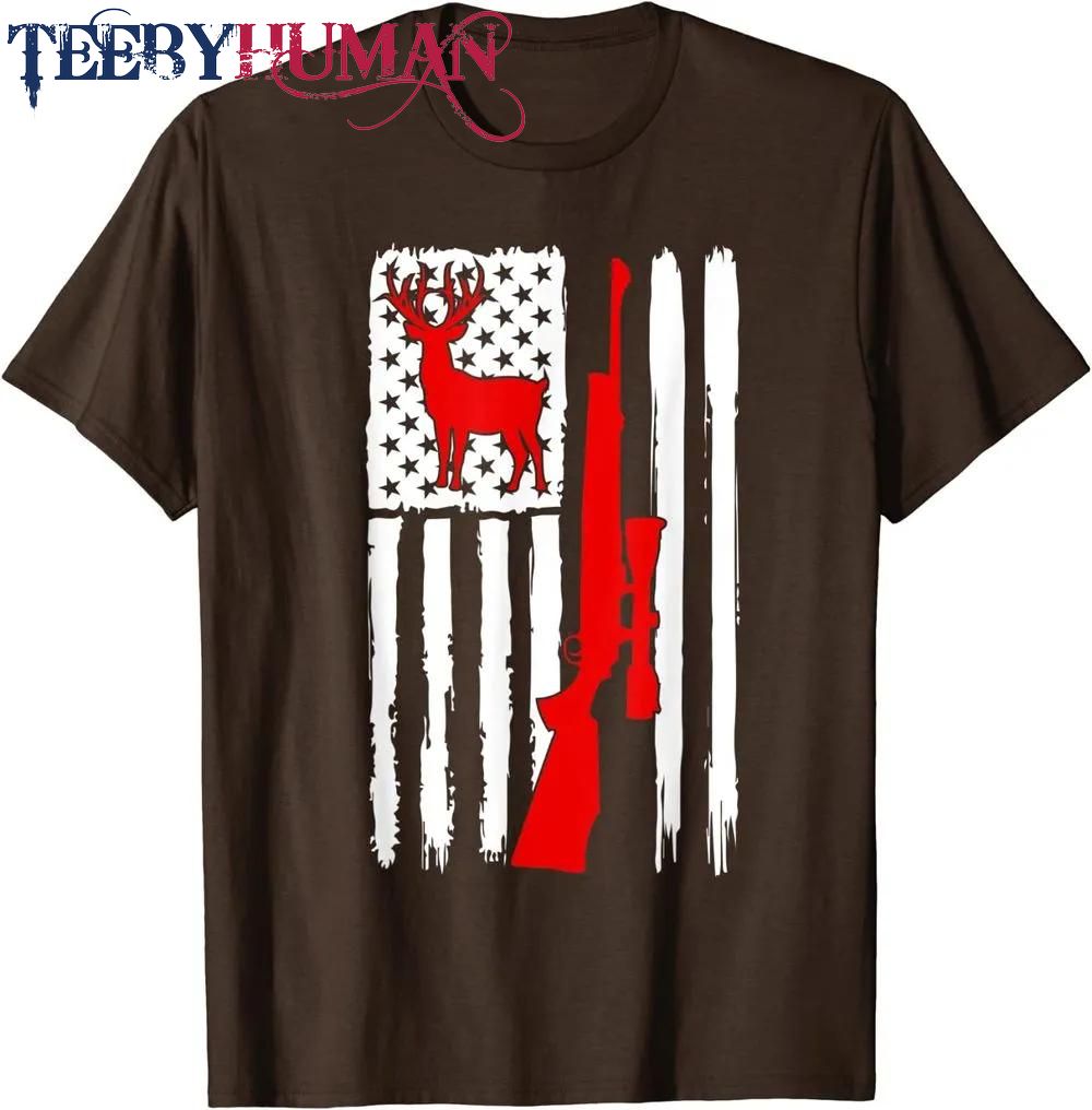 Whitetail Buck Deer Hunting American Usa Flag Classic T Shirt Unisex Hoodie Sweatshirt 1661511115794