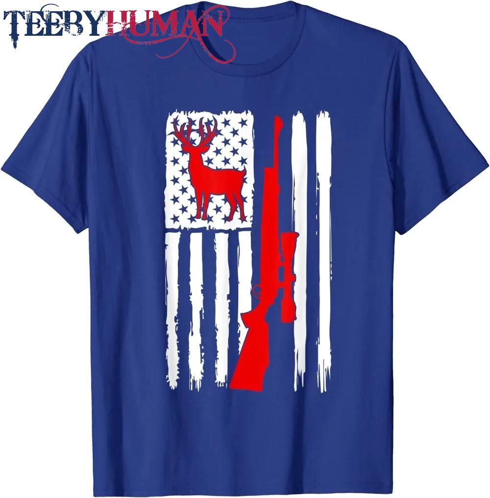 Whitetail Buck Deer Hunting American Usa Flag Classic T Shirt Unisex Hoodie Sweatshirt 1661511116221