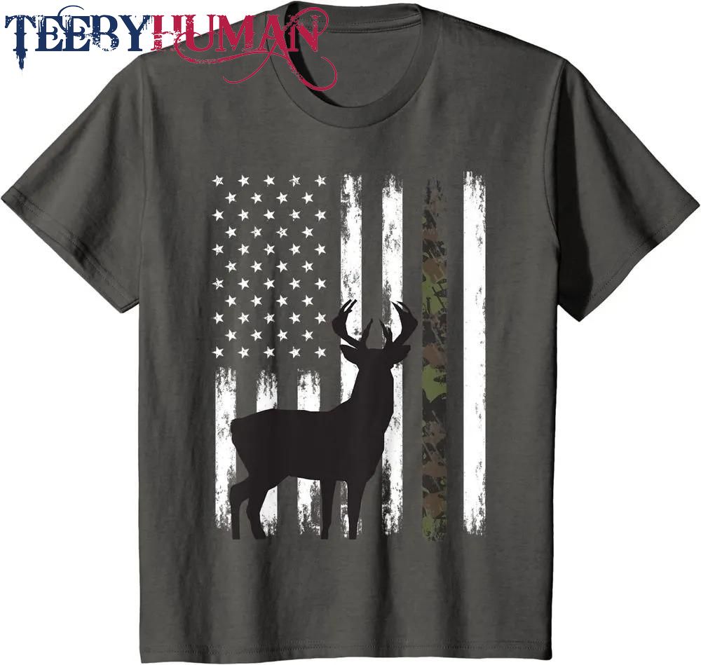 Whitetail Deer Hunting Hunter Gifts Buck Camo American Flag Classic T Shirt Unisex Hoodie Sweatshirt 1661510940218